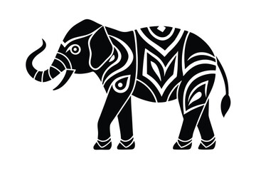 Abstract tribal elephant head pattern ethnic themed vector art illustration