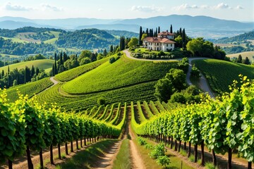 Villa and Vineyards on Hillside