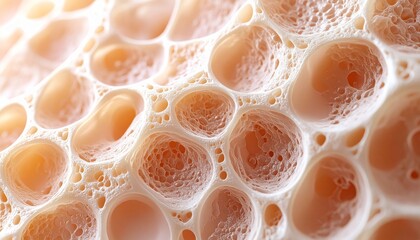 A bio-skin surface with visible cells and tiny pores, future medical applications.