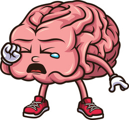 Crying Brain Character Vector Image