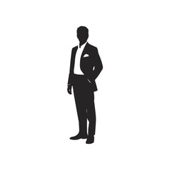 Silhouette of a Stylish Man in Suit Vector Illustration