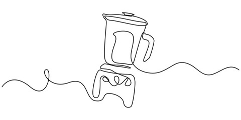 Continuous Line Drawing of Blender Icon. Hand Drawn Symbol Vector Illustration, Blender Smoothie Maker Food Processor continuous one line art drawing, One single line drawing of electric blender home.