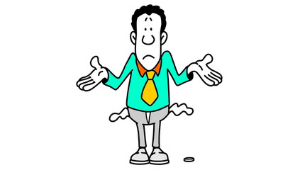 Headless cartoon businessman in teal shirt and yellow tie