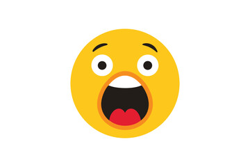 Face screaming emoji expressive icon in fun cartoon emotion style vector art illustration