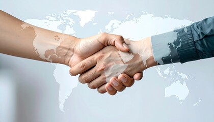 Peaceful Handshake, Global Map, International Accord