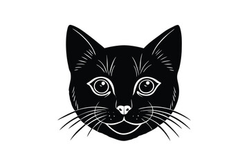 Hand drawn cat face sketch with expressive line art feline vector art illustration