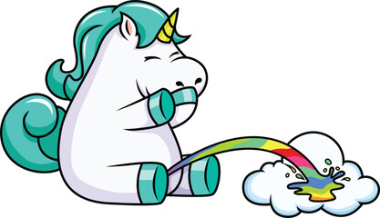 Obraz premium Giggling Unicorn Pissing Rainbow Colors Vector Image