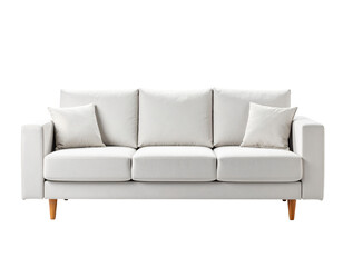 Fototapeta premium Modern off-white sofa isolated on a white background three-seater couch