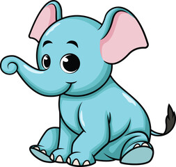 Cute Baby Blue Elephant Vector Image