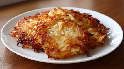Golden Brown Hash Browns on a White Plate