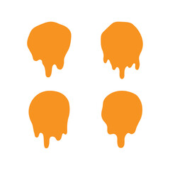 Orange brush paint ink melting shape set isolated.