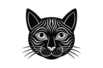 Zen doodle cat face in meditative decorative line art style vector art illustration