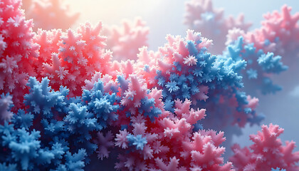 Naklejka premium Abstract Floral Arrangement in Pink, Red, and Blue, a Beautiful Digital Artwork
