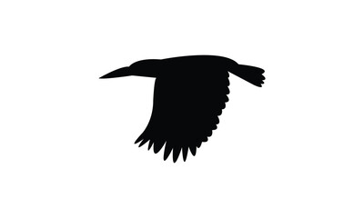 Flying Amazon kingfisher bird Silhouette Design  And Vector Illustration. 