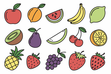 Collection of colorful fruit illustrations
