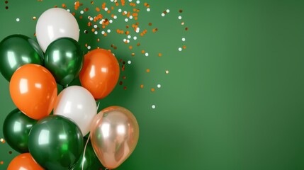 Festive balloon and confetti arrangement for st. patrick's day celebration