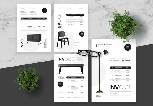 Black And White Invoice Set