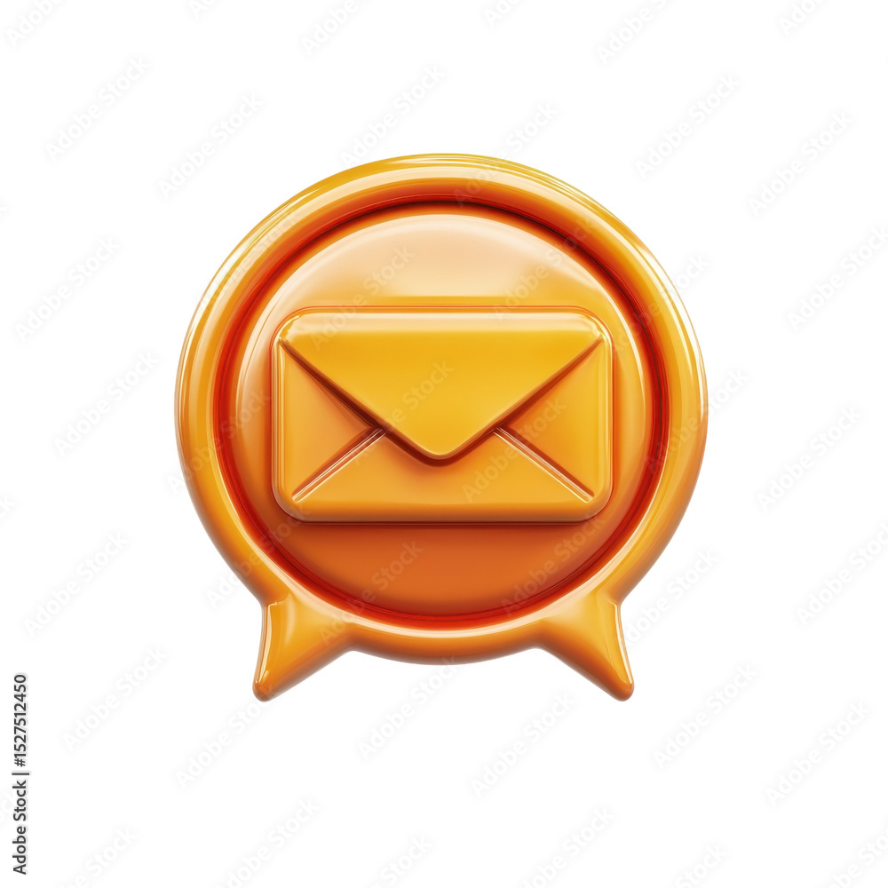 Poster glossy email icon new message notification communication graphic design on transparent background