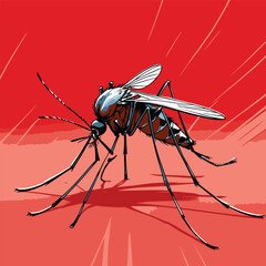 comic book style mosquito illustration that is often found in gardens