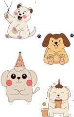 Cartoon Dogs Celebrating