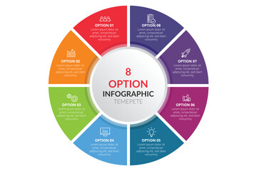 8 Option Circular Infographic Template, Modern Business Chart For Data & Strategy
