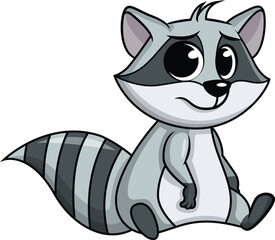 Obraz premium Sad Raccoon Character Vector Image