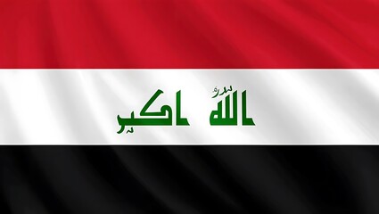 High-Resolution Image of the Iraqi Flag, National Symbol, Pan-Arab Colors, Patriotic Emblem, Middle Eastern Identity