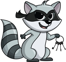Raccoon Burglar Holding Keys Vector Image