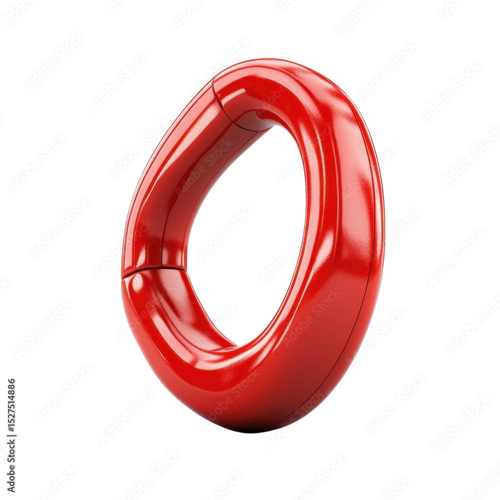 Poster red abstract ring 3d render modern art shiny rounded shape conceptual on transparent background
