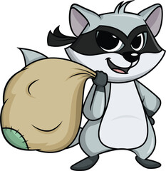 Raccoon Thief Carrying Loot Vector Image