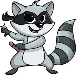 Ninja Raccoon Character Vector Image