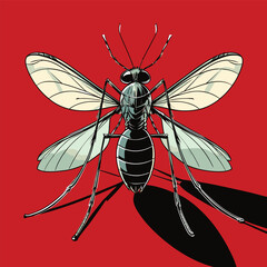 comic book style mosquito illustration that is often found in gardens
