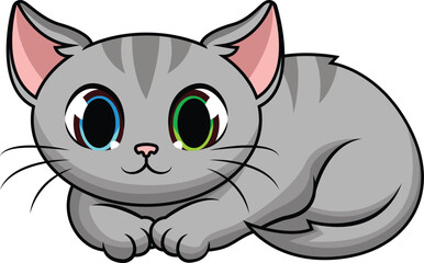 Curled Up Cat Vector Image