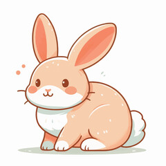 Obraz premium Cute illustration of a cartoon rabbit with large, rounded ears and a small, fluffy tail