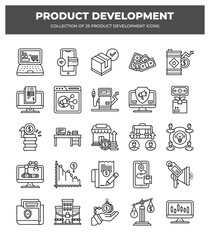 Fototapeta premium Product Development Icons: 25 Essential Line Icons for Business