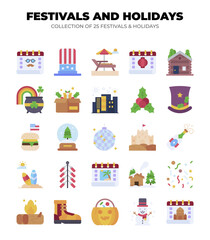 Fototapeta premium Festivals and Holidays. A Collection of 25 Festive Icons