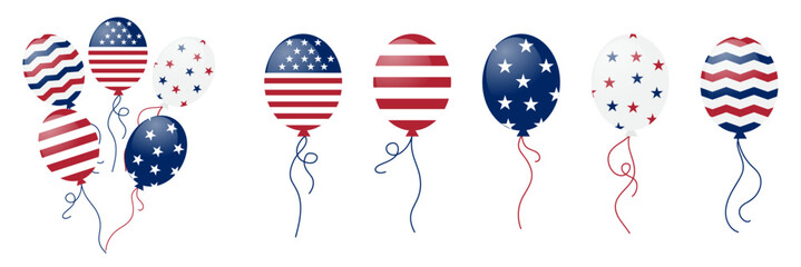 fourth of july usa america ballons set vector