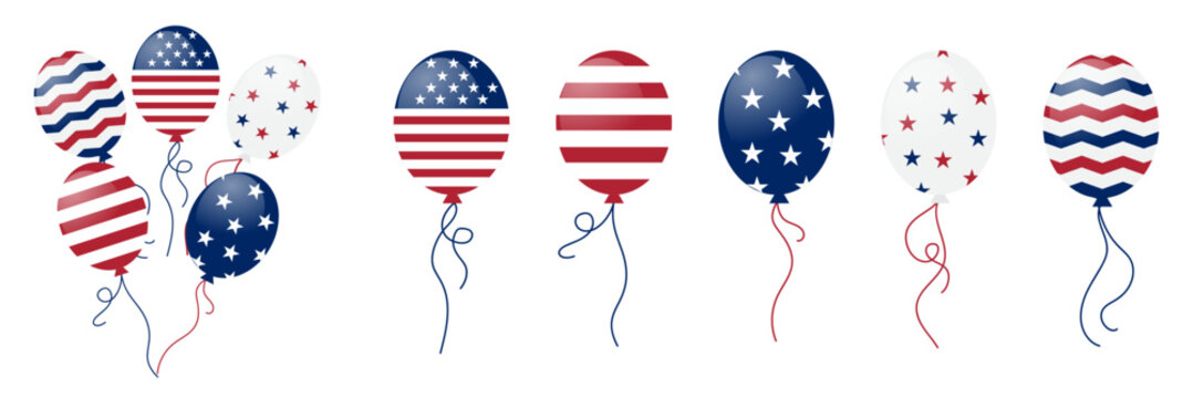 fourth of july usa america ballons set vector