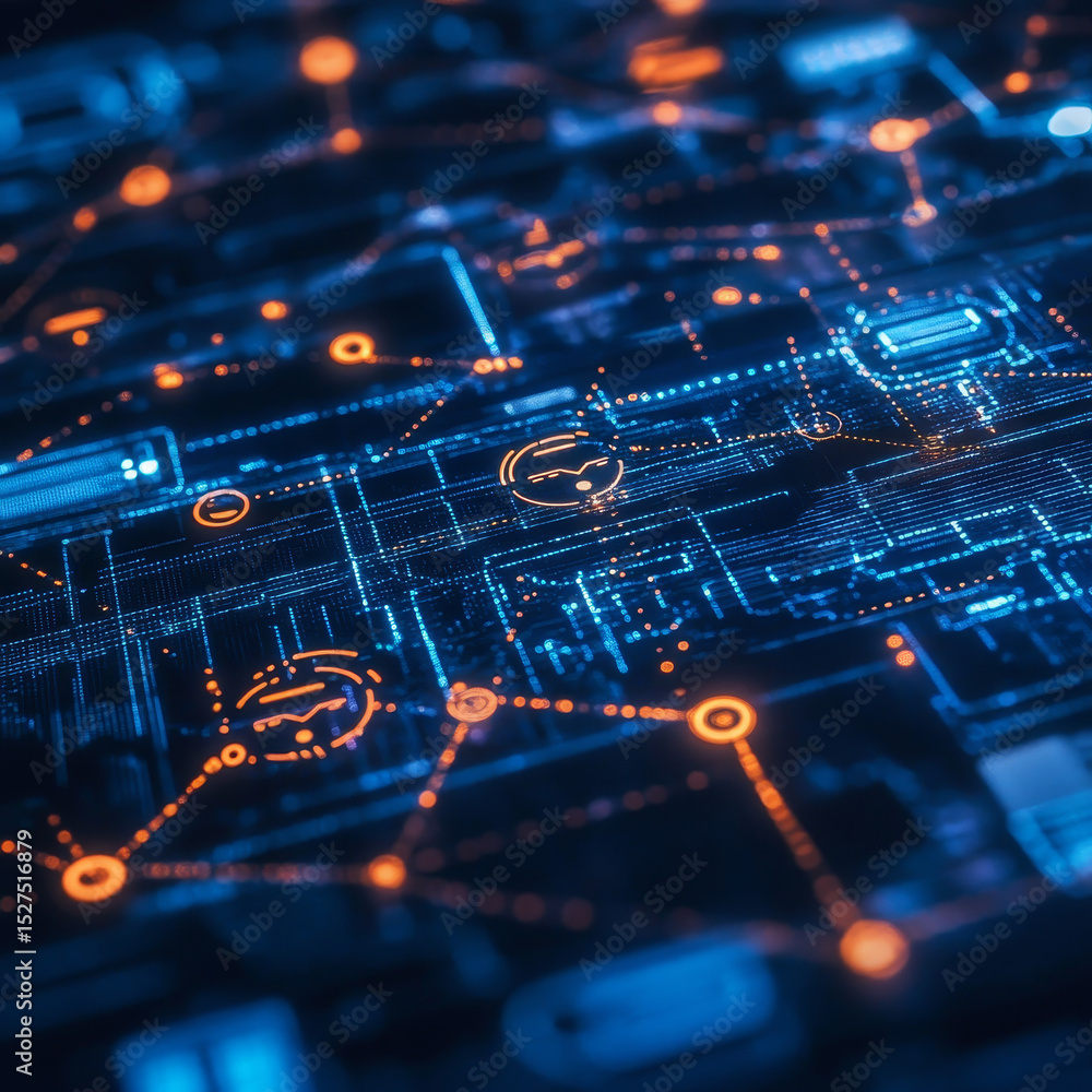 Poster cyber security and information or network protection. future cyber technology web services for busin