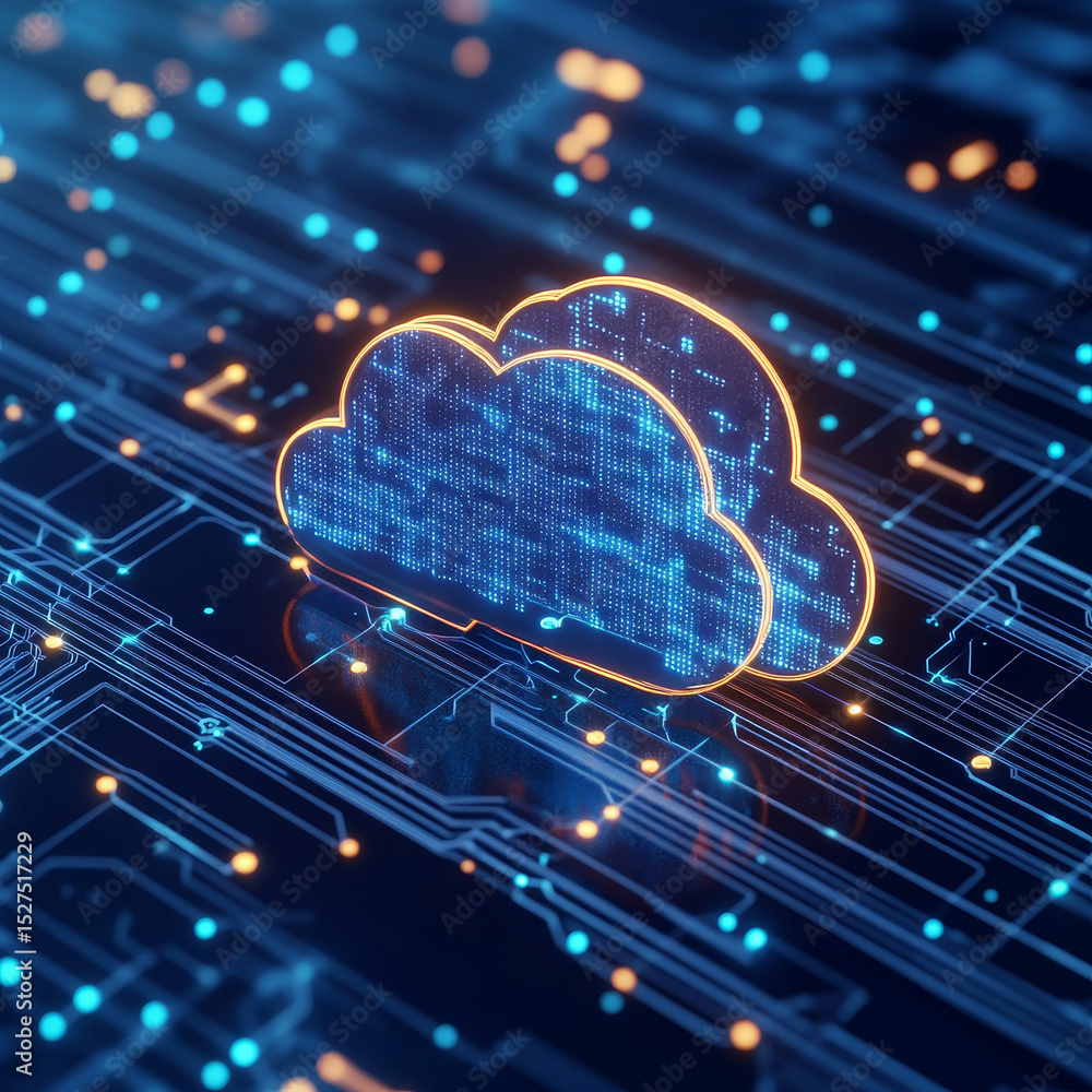 Poster cloud security. hand holding a globe with a network connecting data. the concept of digital technolo