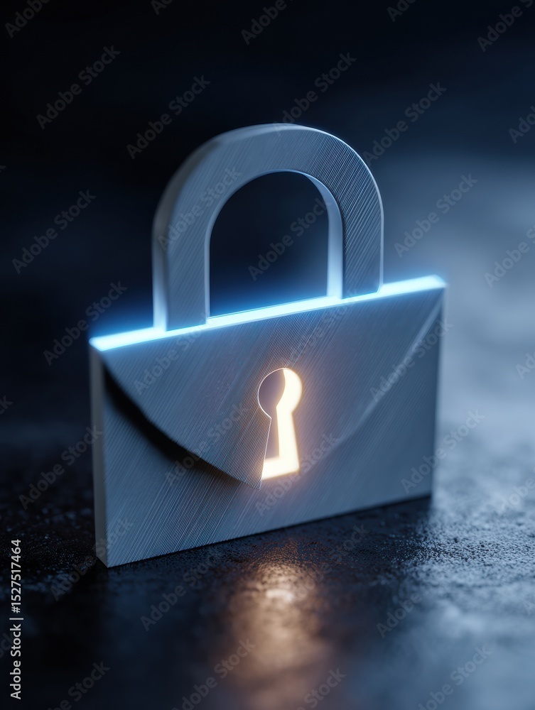 Aufkleber Encrypted Layers and Email Security Illustrated With a Padlock and Glowing Keyhole Design