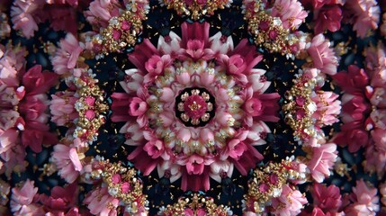 Floral Kaleidoscope of Pink and Gold