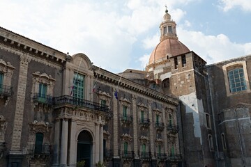 Monastero dei Benedettini was built in 1558, a UNESCO World Heritage Site in Catania Old Town in Sicily. Italy. Europe.