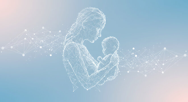 A minimalist vector silhouette of a mother lovingly breastfeeding her baby, symbolizing maternal bond and natural parenting. Perfect for World Breastfeeding Day campaigns