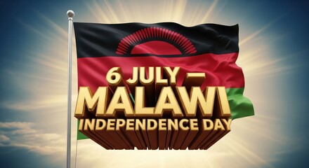 A greeting card for Malawi Independence Day celebration, decorative lettering text "Independence Day"