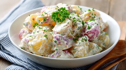 Creamy Potato Salad with Fresh Herbs and Red Potatoes