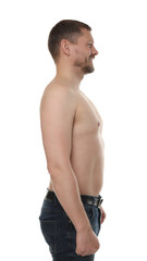 Fototapeta premium Fit man on white background, side view