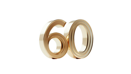 Golden 3D Number Sixty - 60th Anniversary Celebration
