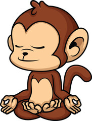 Monkey Character Meditating Vector Image