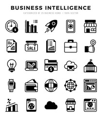 Business Intelligence Lineal Filled icons collection. 25 icon set in a Lineal Filled design.